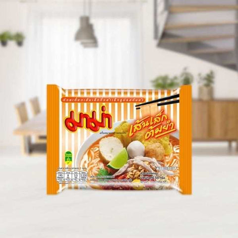 Instant small noodle Tom Yum flavor pack (55g x 6 sachets), spicy and savory taste.