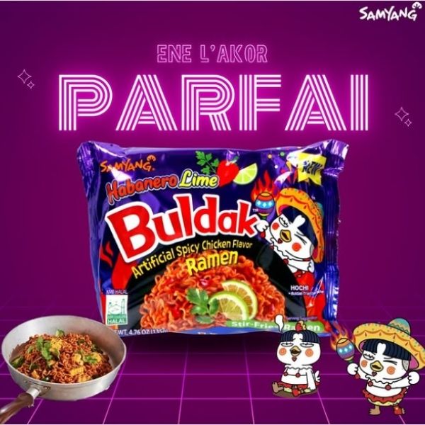 บะหมี่กึ่งสำเร็จรูปแบบแห้ง รสฮาบาเนโร่ ไลม์ 135g ( แพค 5 ห่อ )