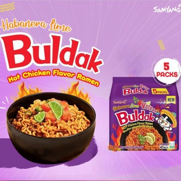 บะหมี่กึ่งสำเร็จรูปแบบแห้ง รสฮาบาเนโร่ ไลม์ 135g ( แพค 5 ห่อ )